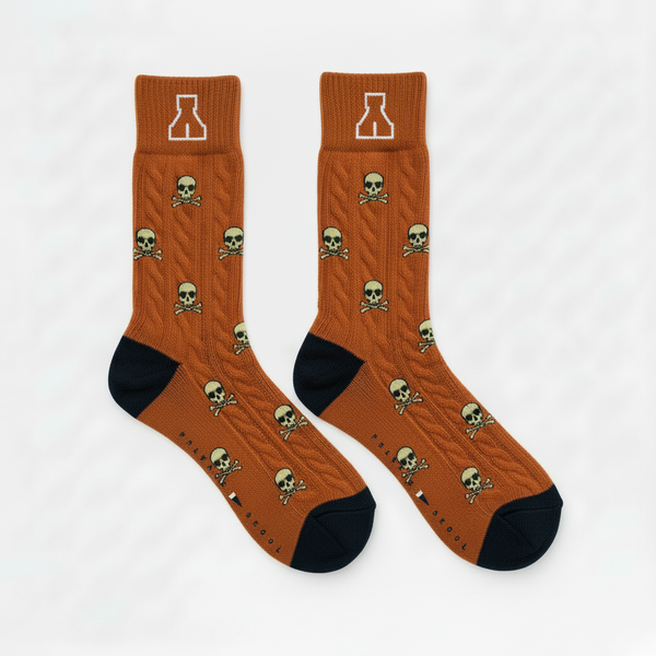 Pryvate Skool Y Skull and Bones — Orange/Navy